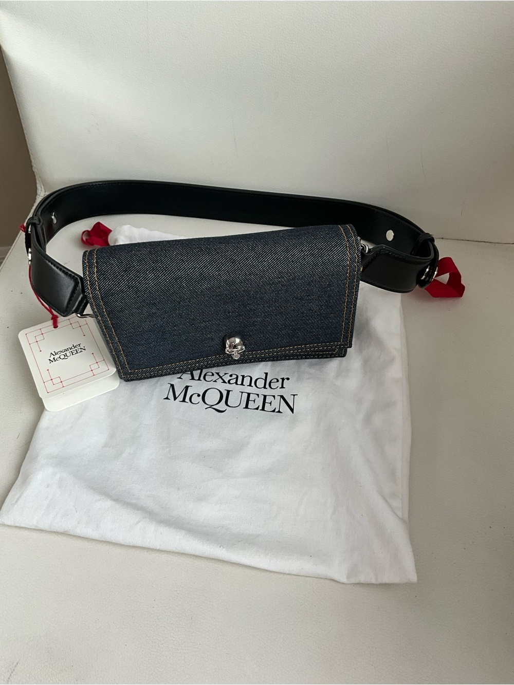 Alexander McQueen Skull Small denim shoulder bag - Picture 1 of 16